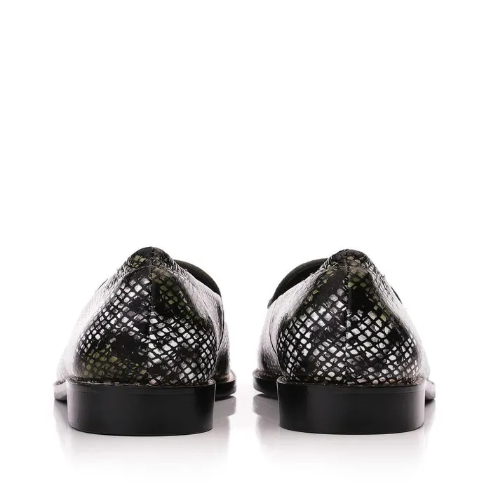 Women Moda In Pelle Brogues And Loafers Emmarose W Khaki Snake Print Leather