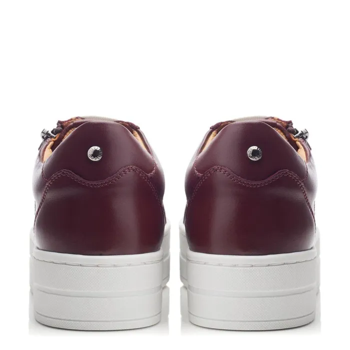 Women Moda In Pelle Casual Trainers Abbiy Burgundy Leather