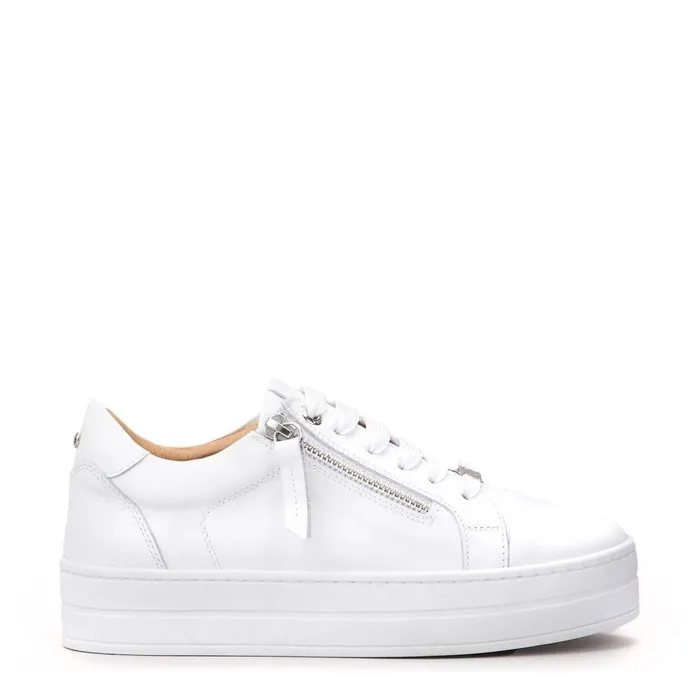 Women Moda In Pelle Casual Trainers Abbiy White Leather