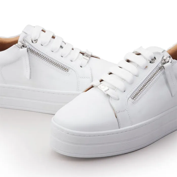 Women Moda In Pelle Casual Trainers Abbiy White Leather