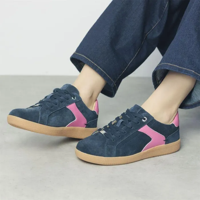 Women Moda In Pelle Casual Trainers Allette Navy Suede