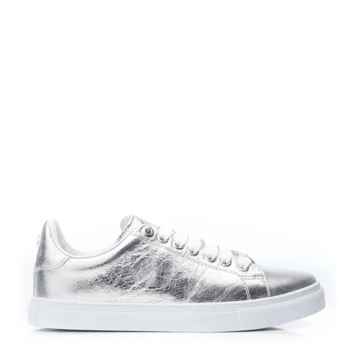 Women Moda In Pelle Casual Trainers Ariia Silver Leather