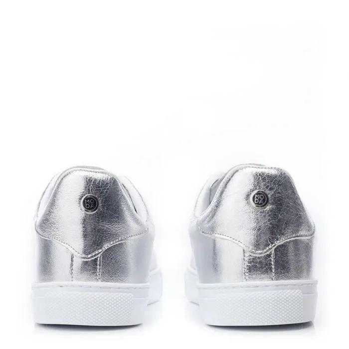 Women Moda In Pelle Casual Trainers Ariia Silver Leather