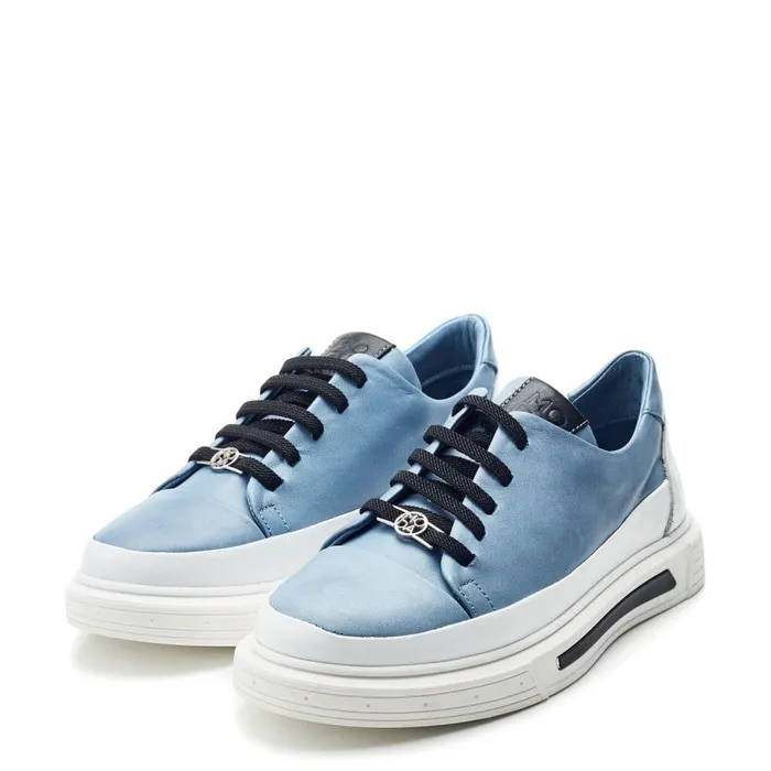 Women Moda In Pelle Casual Trainers Bailiee Blue Leather