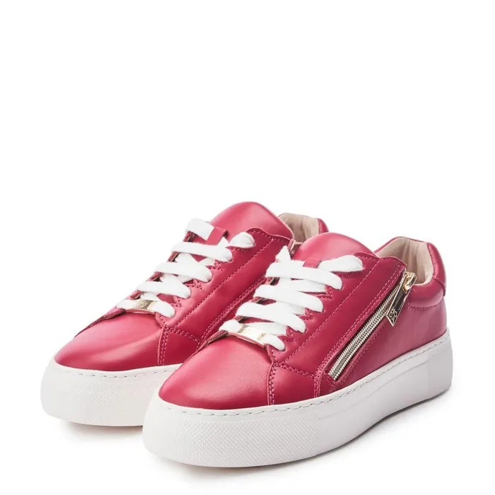 Women Moda In Pelle Casual Trainers Balize Raspberry Leather