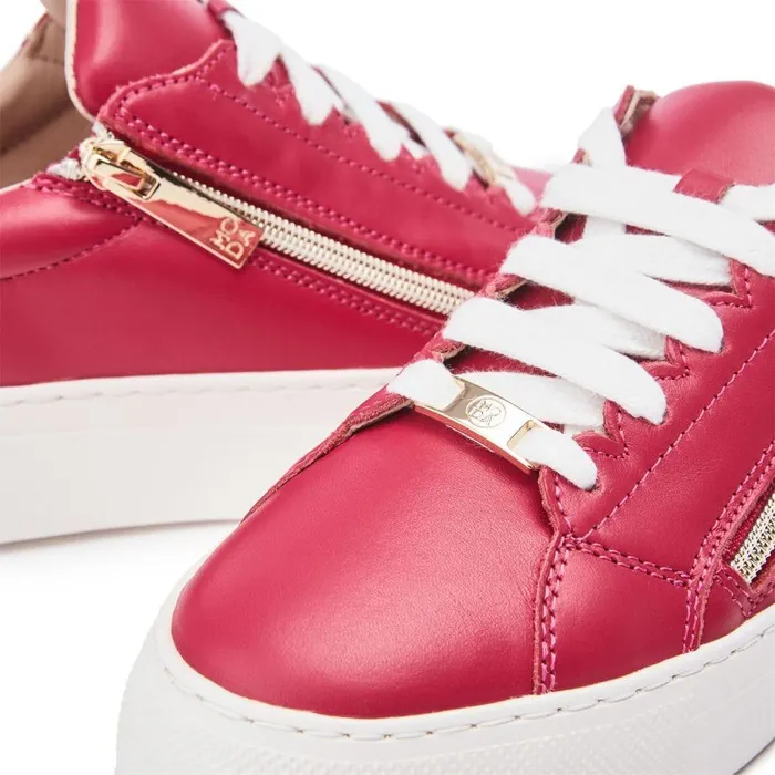 Women Moda In Pelle Casual Trainers Balize Raspberry Leather