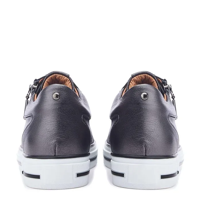 Women Moda In Pelle Casual Trainers Bramleigh Grey Metallic Leather