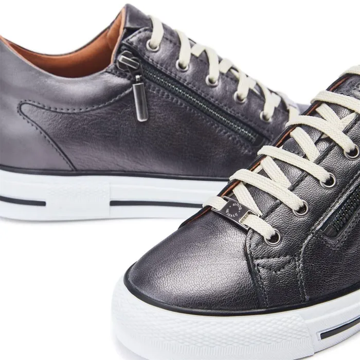 Women Moda In Pelle Casual Trainers Bramleigh Grey Metallic Leather