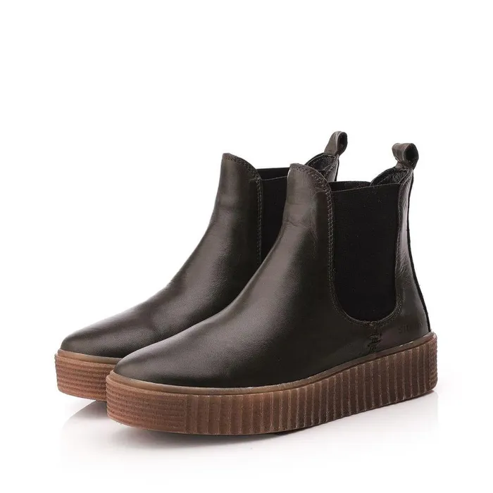 Women Moda In Pelle Chelsea Boots Shoon Sh Illom Olive Leather