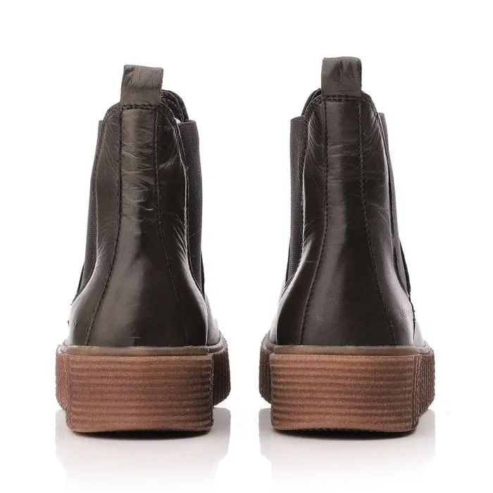 Women Moda In Pelle Chelsea Boots Shoon Sh Illom Olive Leather