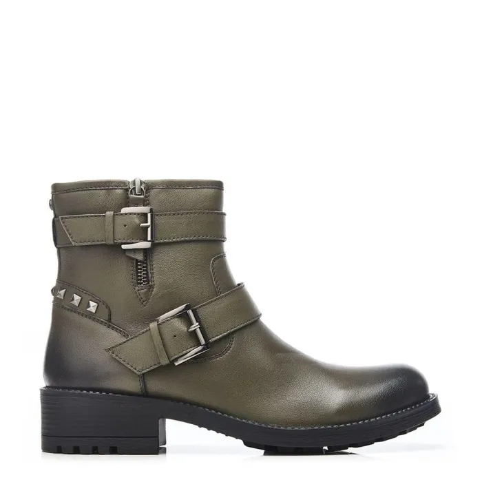 Women Moda In Pelle Chunky Boots Aabby Khaki Leather