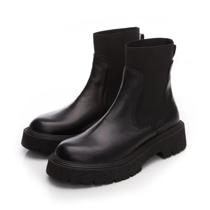 Women Moda In Pelle Chunky Boots Bsoleful BEnvy Black Leather