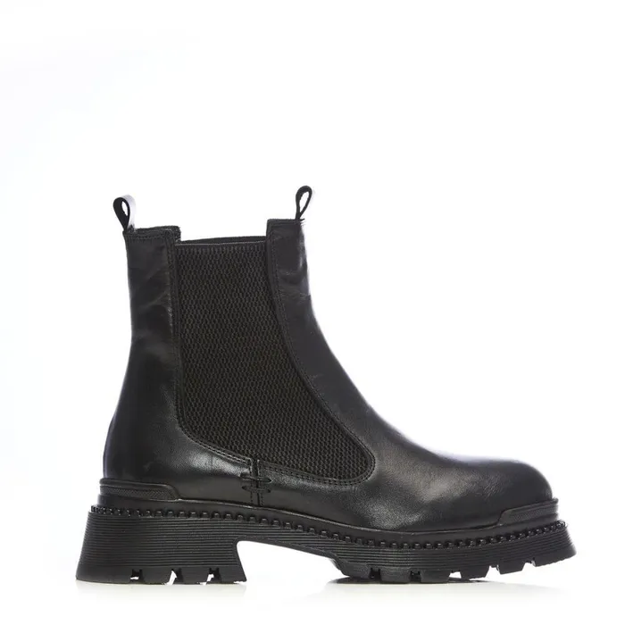 Women Moda In Pelle Chunky Boots Shoon Sh Anika Black Leather