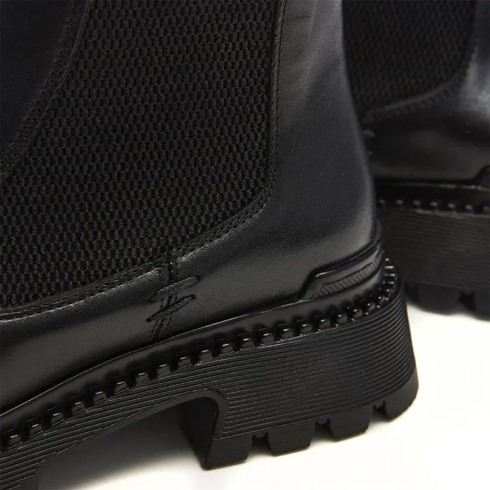 Women Moda In Pelle Chunky Boots Shoon Sh Anika Black Leather