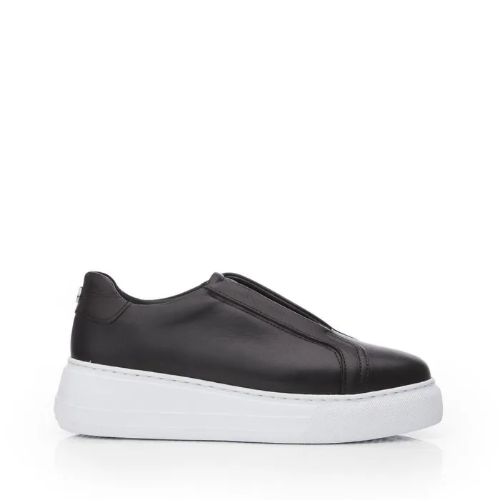 Women Moda In Pelle Chunky Trainers Alber Black Leather