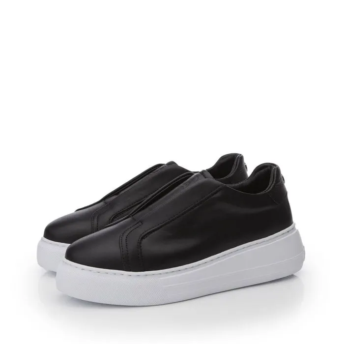 Women Moda In Pelle Chunky Trainers Alber Black Leather