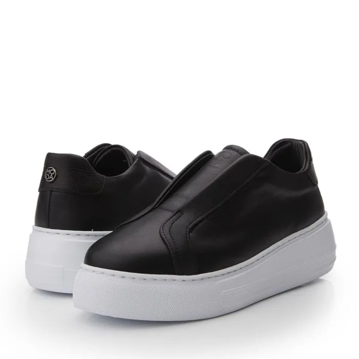 Women Moda In Pelle Chunky Trainers Alber Black Leather