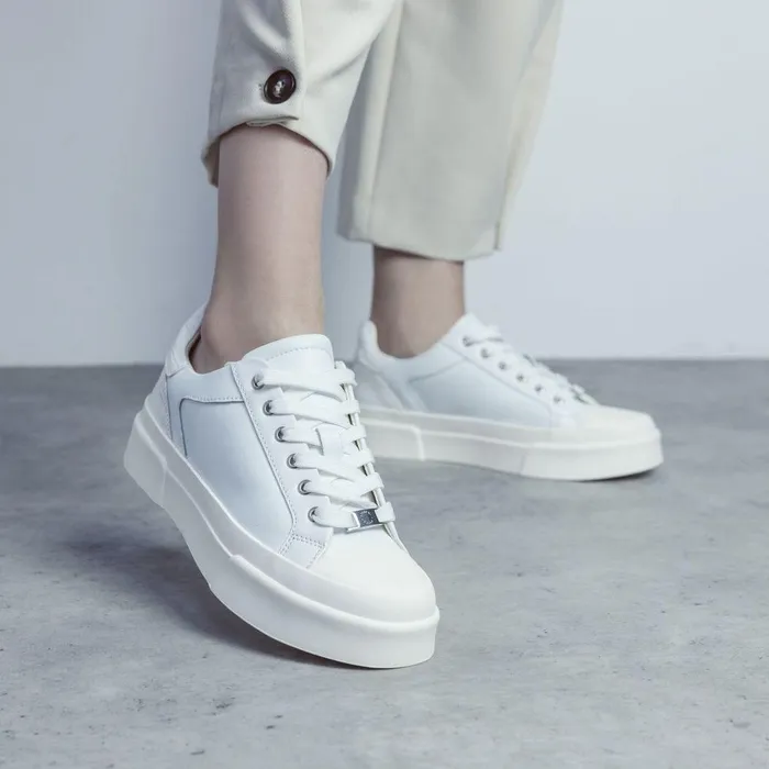 Women Moda In Pelle Chunky Trainers Amilyn White Leather