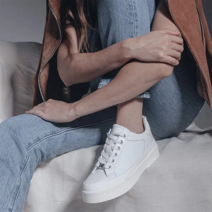 Women Moda In Pelle Chunky Trainers Amilyn White Leather