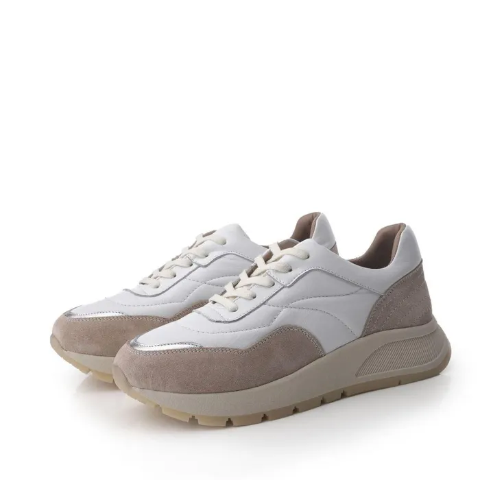 Women Moda In Pelle Chunky Trainers Shoon Sh Adaggio White Leather