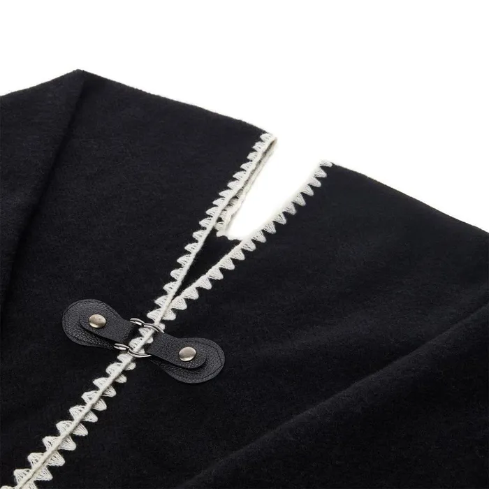 Women Moda In Pelle Clothing Biancaponcho Black Textile