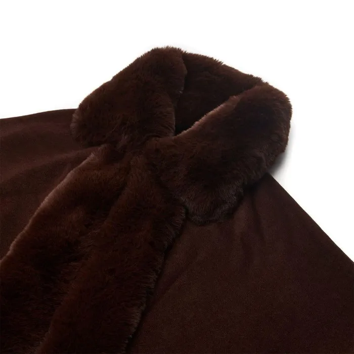 Women Moda In Pelle Clothing Frayaponcho Dark Brown Faux Fur Women Moda In Pelle Clothing Frayaponcho Dark Brown Faux Fur