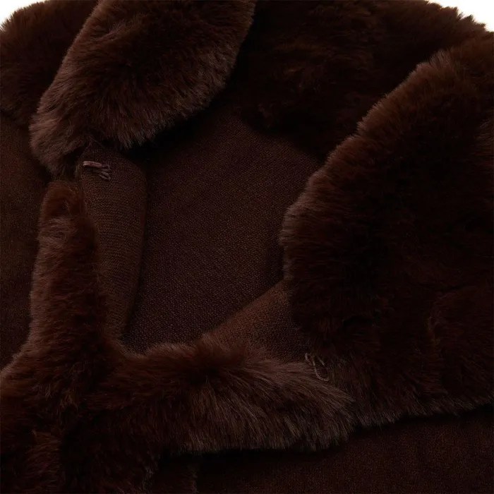 Women Moda In Pelle Clothing Frayaponcho Dark Brown Faux Fur Women Moda In Pelle Clothing Frayaponcho Dark Brown Faux Fur