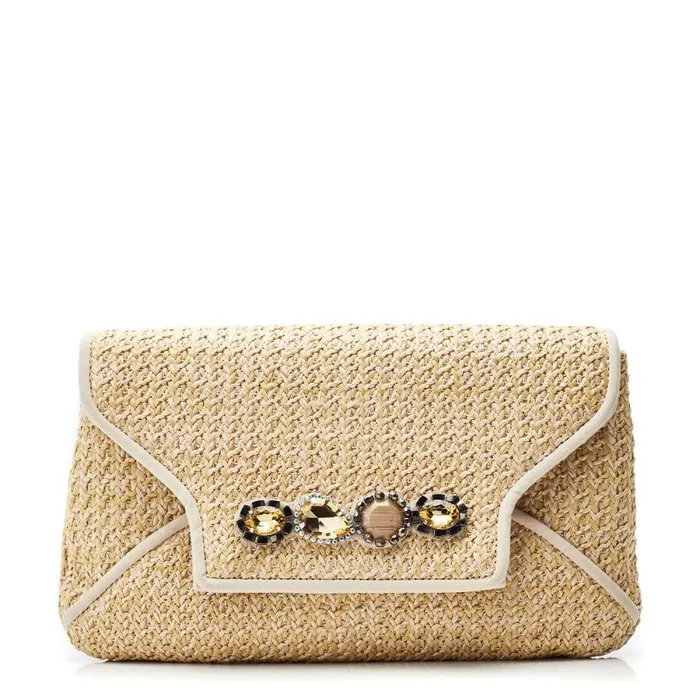 Women Moda In Pelle Clutch Bags Quinn Bag Cameo Raffia