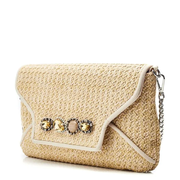 Women Moda In Pelle Clutch Bags Quinn Bag Cameo Raffia