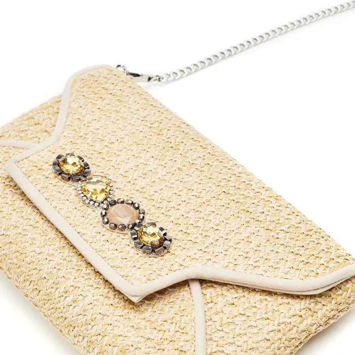 Women Moda In Pelle Clutch Bags Quinn Bag Cameo Raffia