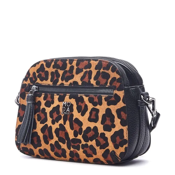 Women Moda In Pelle Crossbody Bags Aubree Bag Dark Leopard Porvair