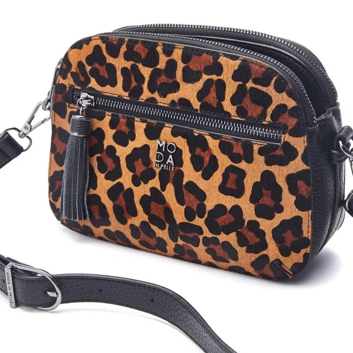 Women Moda In Pelle Crossbody Bags Aubree Bag Dark Leopard Porvair