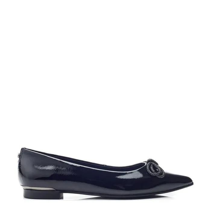 Women Moda In Pelle Flat And Ballerina Shoes Hermionee Black Patent Leather