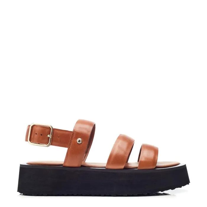Women Moda In Pelle Flat Sandals Narla Tan Leather