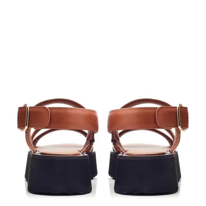 Women Moda In Pelle Flat Sandals Narla Tan Leather