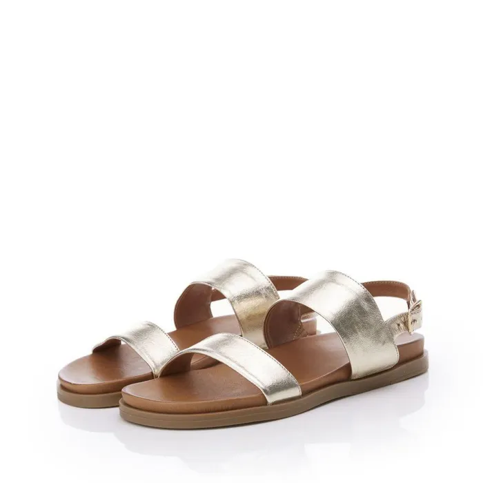 Women Moda In Pelle Flatform Sandals Bsoleful BJune Gold Leather