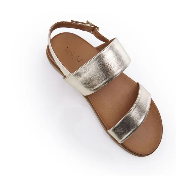Women Moda In Pelle Flatform Sandals Bsoleful BJune Gold Leather