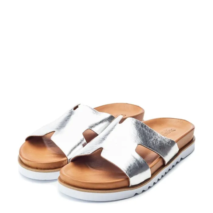 Women Moda In Pelle Flatform Sandals Bsoleful BLivia Silver Leather