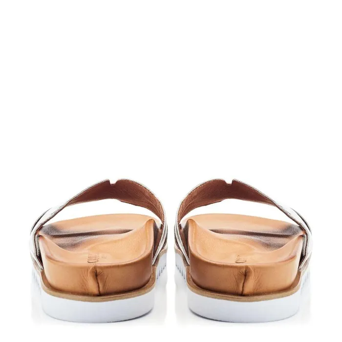 Women Moda In Pelle Flatform Sandals Bsoleful BLivia Silver Leather