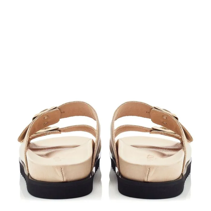 Women Moda In Pelle Flatform Sandals Bsoleful BSlidey Beige Leather
