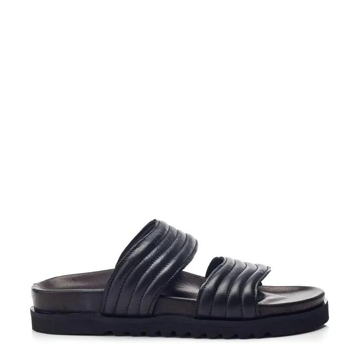 Women Moda In Pelle Flatform Sandals Bsoleful BStrider Black Leather