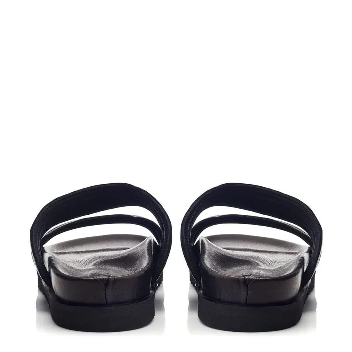 Women Moda In Pelle Flatform Sandals Bsoleful BStrider Black Leather