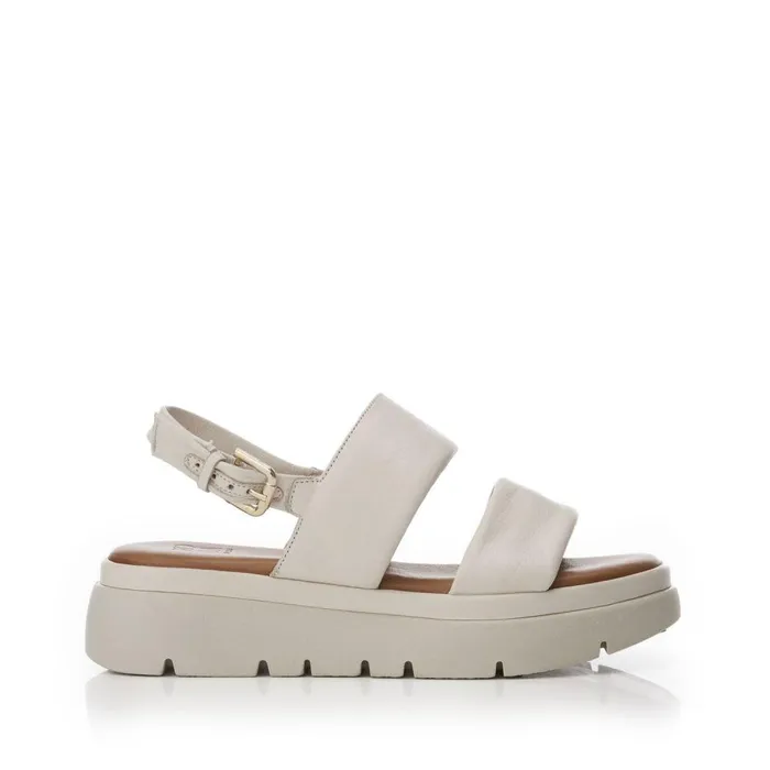 Women Moda In Pelle Flatform Sandals Netty Off White Leather
