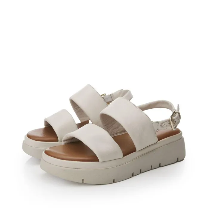 Women Moda In Pelle Flatform Sandals Netty Off White Leather