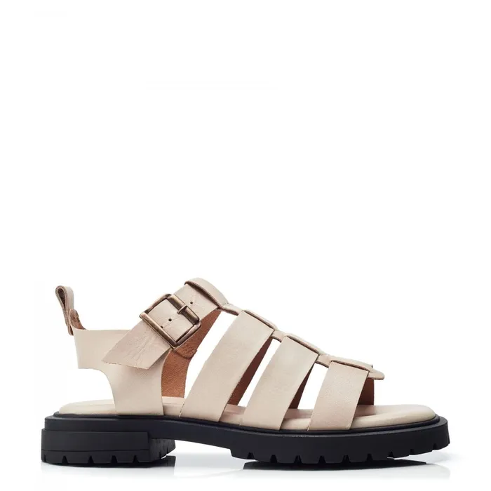 Women Moda In Pelle Flatform Sandals Shoon Sh Inshore Off White Leather