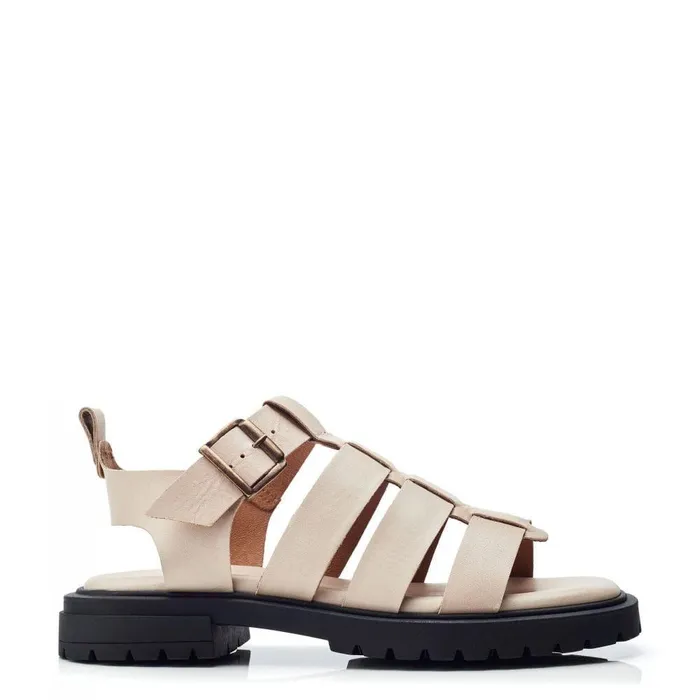 Women Moda In Pelle Flatform Sandals Shoon Sh Inshore Off White Leather