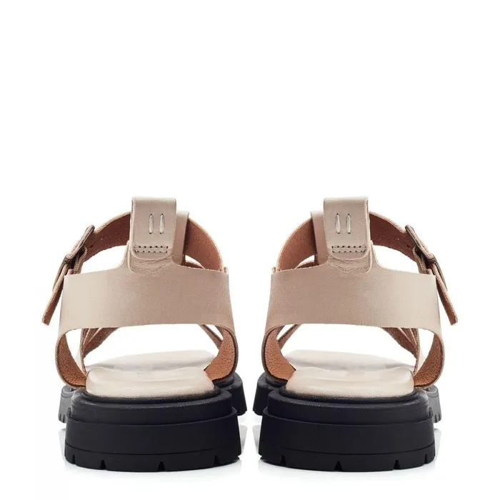 Women Moda In Pelle Flatform Sandals Shoon Sh Inshore Off White Leather