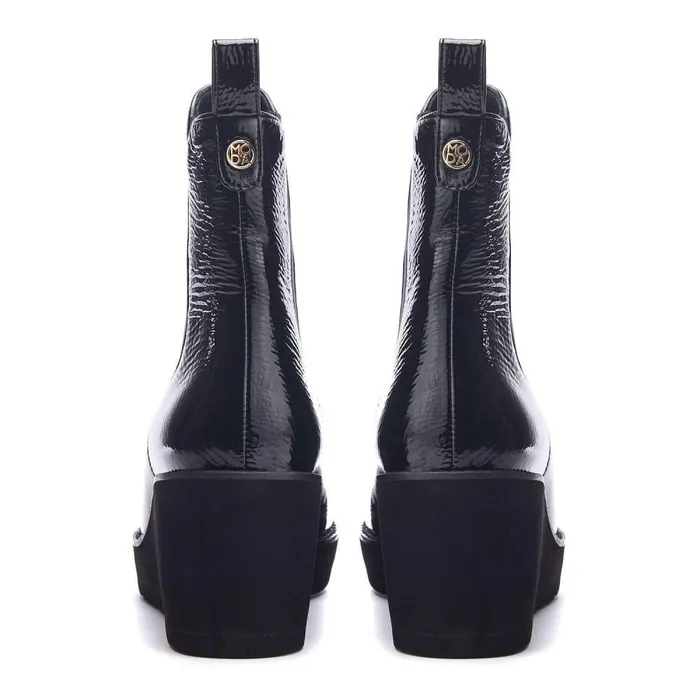 Women Moda In Pelle Heeled And Wedge Boots Allby Black Patent