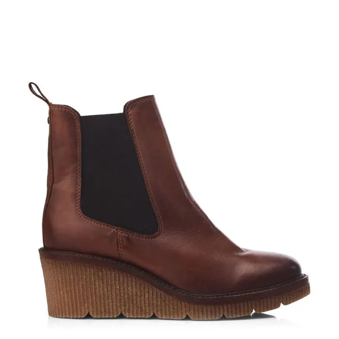 Women Moda In Pelle Heeled And Wedge Boots Audyn Tan Leather