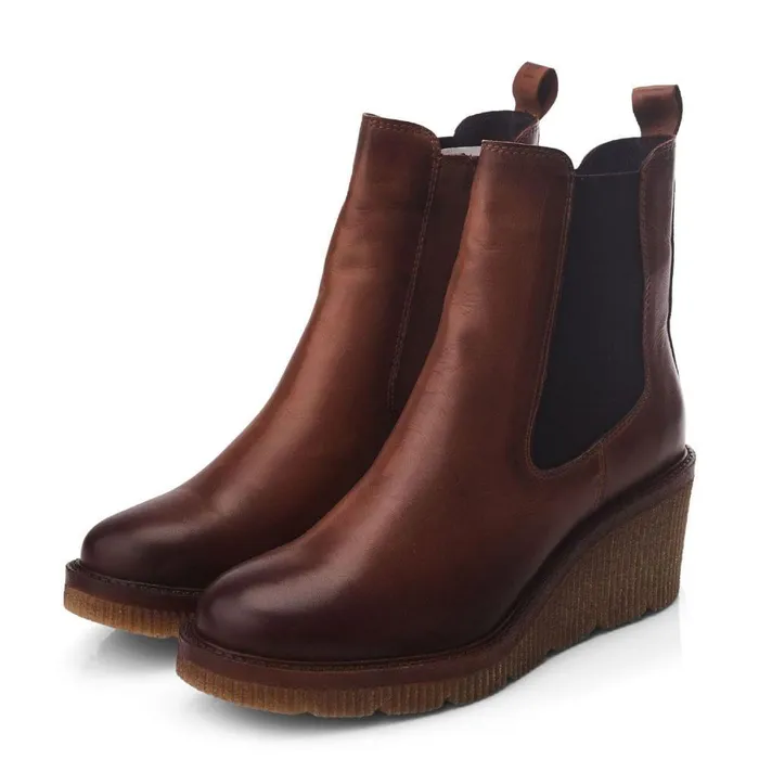 Women Moda In Pelle Heeled And Wedge Boots Audyn Tan Leather